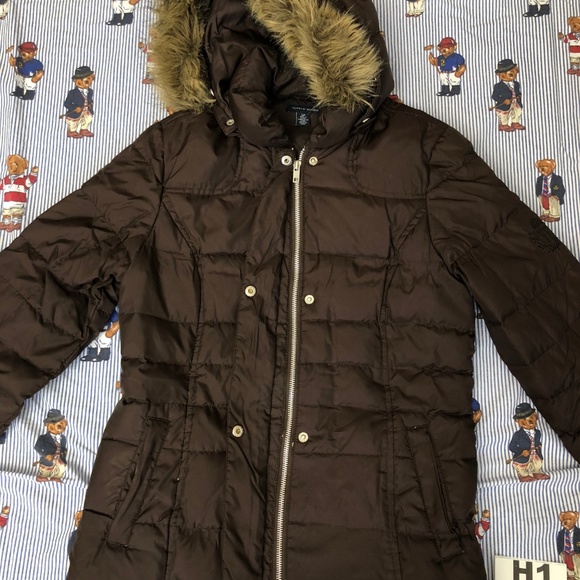 Tommy Hilfiger Quilted Parka Brown Hooded Jacket S - Picture 2 of 8
